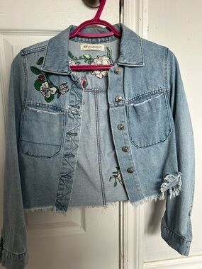 Light Blue Embroidered Denim Jacket
